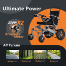 Restreal Lightweight Foldable Electric Wheelchair All Terrain Power Wheel Chair for Adults, Seniors, Elderly, Airline Approved, Silver