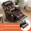 Restreal Infinite Position Lift Recliner Chair for Elderly with Heat Massage and Extended Footrest Lay Flat Sleeping Leather Dual Motor Power Lift Chair for Living Room (Brown)