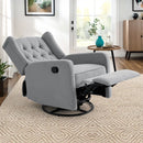 Restreal 360° Swivel Rocker Recliner Chair with Extra Large Extended Footrest, Glider Rocker Recliner, Fabric Chair with High Back, Deep Seat, for Living Room, Bedroom