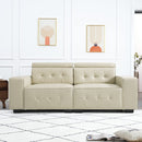 Restreal Modern Sofa, 83.8in Comfy PU Leather Couch with adjustable headrest, Soft Cushion and Firm Structure for Living Room(Brown)