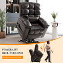 Restreal zero-gravity Infinite Position Lift Recliner Chair for Elderly with Heat and Massage Lay Flat Sleeping Leather Tri-Motor Power Lift Chair for Living Room, Dark Brown