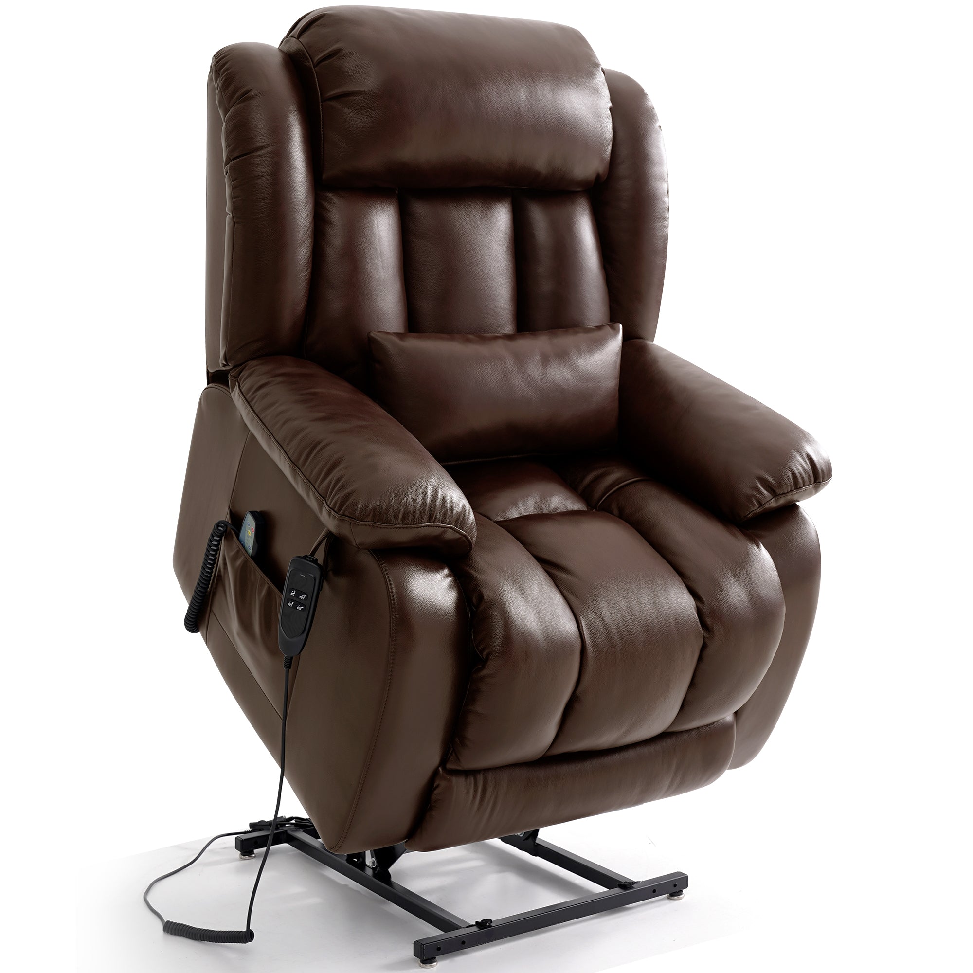 Restreal Infinite Position Leather Lift Recliner | Extend Footrest, Heat & Massage