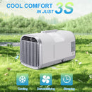 Restreal Portable Air Conditioner, 4400BTU 330W Power Camping Tent AC, 14lb Compact & Lightweight Fast Cooling Air Conditioner Dehumidifier for Car, Pets, Camp or Home Use, Silver White