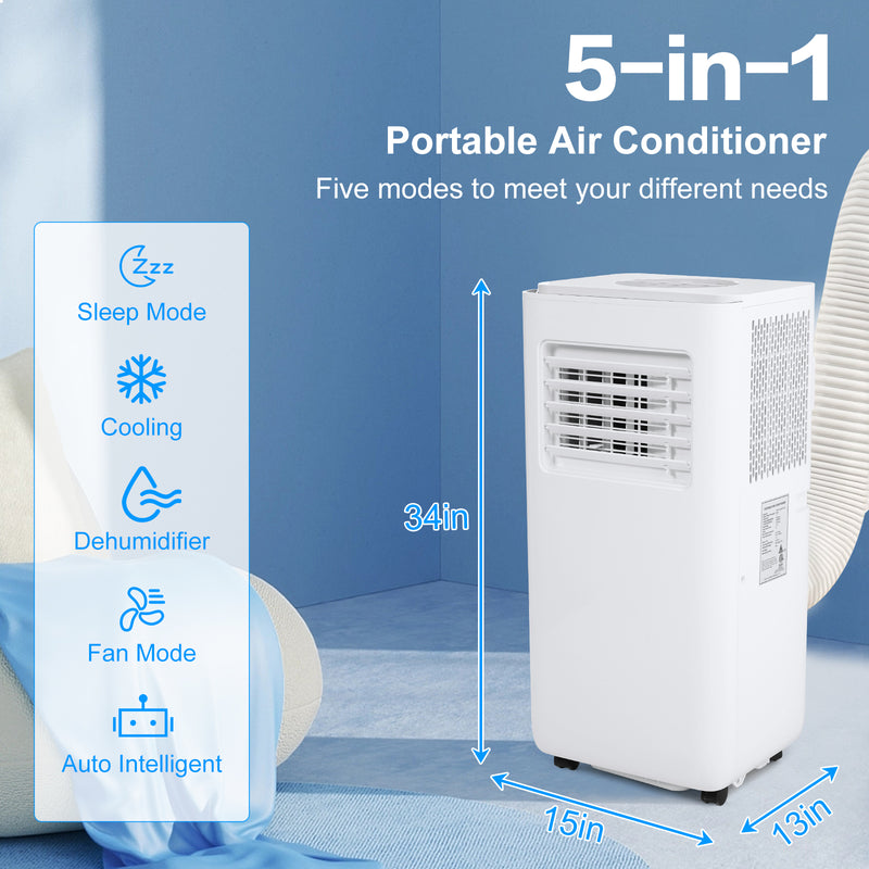 Restreal 12,000 BTU Portable Air Conditioner with Built-in Cool, Dehumidifier&Fan Modes up to 550 Sq.Ft. with Remote Control, White