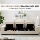 Restreal Modular Sectional Sofa with Storage Layer for Living Room, Modern Couch with Side Pocket Washable Removable Cushion Cover, Easy to Install, Beige Linen Fabric