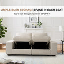 Restreal Modular Sectional Sofa with Storage Layer for Living Room, Modern Couch with Side Pocket Washable Removable Cushion Cover, Easy to Install, Beige Linen Fabric