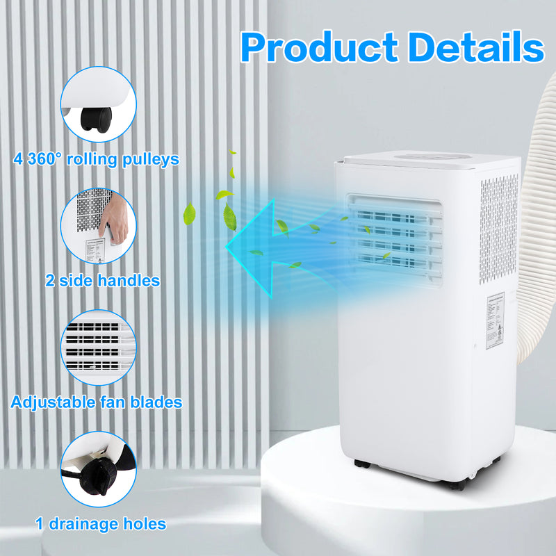 Restreal 12,000 BTU Portable Air Conditioner with Built-in Cool, Dehumidifier&Fan Modes up to 550 Sq.Ft. with Remote Control, White