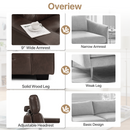 Restreal Modern Sofa, 83.8in Comfy PU Leather Couch with adjustable headrest, Soft Cushion and Firm Structure for Living Room(Brown)