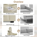 Restreal Modern Sofa, 83.8in Comfy PU Leather Couch with adjustable headrest, Soft Cushion and Firm Structure for Living Room(Brown)