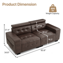 Restreal Modern Sofa, 83.8in Comfy PU Leather Couch with adjustable headrest, Soft Cushion and Firm Structure for Living Room(Brown)