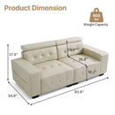 Restreal Modern Sofa, 83.8in Comfy PU Leather Couch with adjustable headrest, Soft Cushion and Firm Structure for Living Room(Brown)