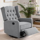 Restreal 360° Swivel Rocker Recliner Chair with Extra Large Extended Footrest, Glider Rocker Recliner, Fabric Chair with High Back, Deep Seat, for Living Room, Bedroom