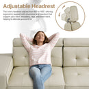 Restreal Modern Sofa, 83.8in Comfy PU Leather Couch with adjustable headrest, Soft Cushion and Firm Structure for Living Room(Brown)