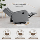 Restreal 360° Swivel Rocker Recliner Chair with Extra Large Extended Footrest, Glider Rocker Recliner, Fabric Chair with High Back, Deep Seat, for Living Room, Bedroom