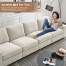 Restreal Modular Sectional Sofa with Storage Layer for Living Room, Modern Couch with Side Pocket Washable Removable Cushion Cover, Easy to Install, Beige Linen Fabric