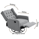 Restreal 360° Swivel Rocker Recliner Chair with Extra Large Extended Footrest, Glider Rocker Recliner, Fabric Chair with High Back, Deep Seat, for Living Room, Bedroom