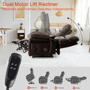 RESTREAL Lay Flat Large Lift Recliner Chair for Elderly with Heat and Massage Brown