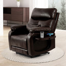 RESTREAL Lay Flat Large Lift Recliner Chair for Elderly with Heat and Massage Brown, with wireless charger and cup holder