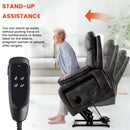 Recliner chair with stand-up assistance feature and control panel, suitable for elderly or those recovering from surgery.
